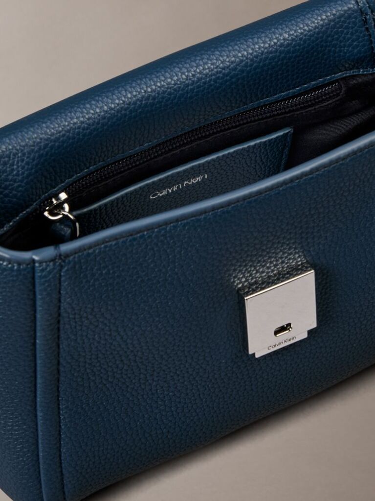 Blue Pebble Grain Crossbody Bag  Women