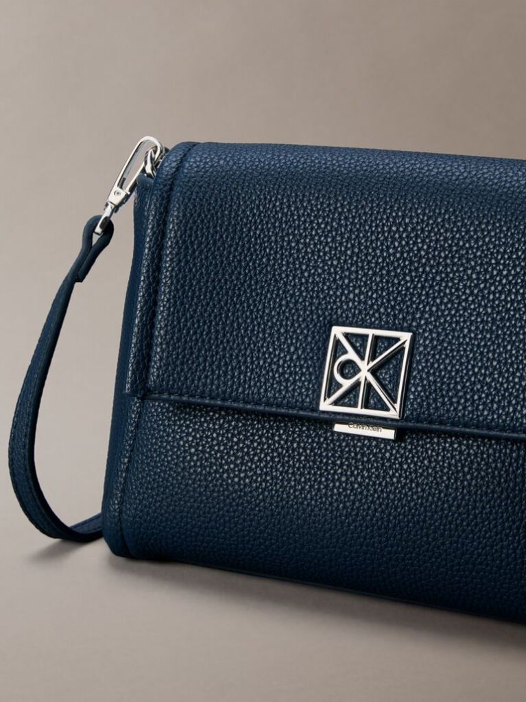 Blue Pebble Grain Crossbody Bag  Women