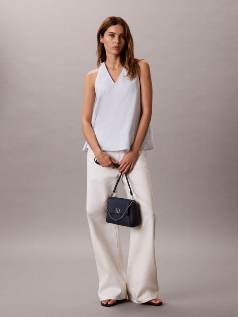 Blue Pebble Grain Crossbody Bag  Women