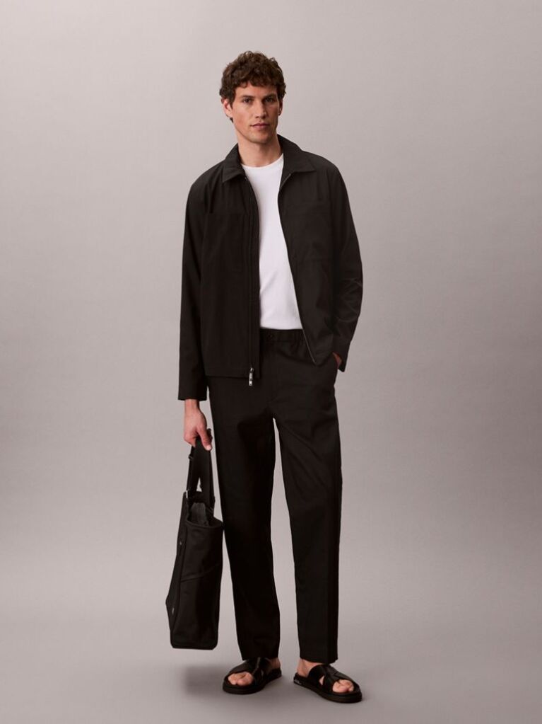 Black Seersucker Blouson Jacket  Men