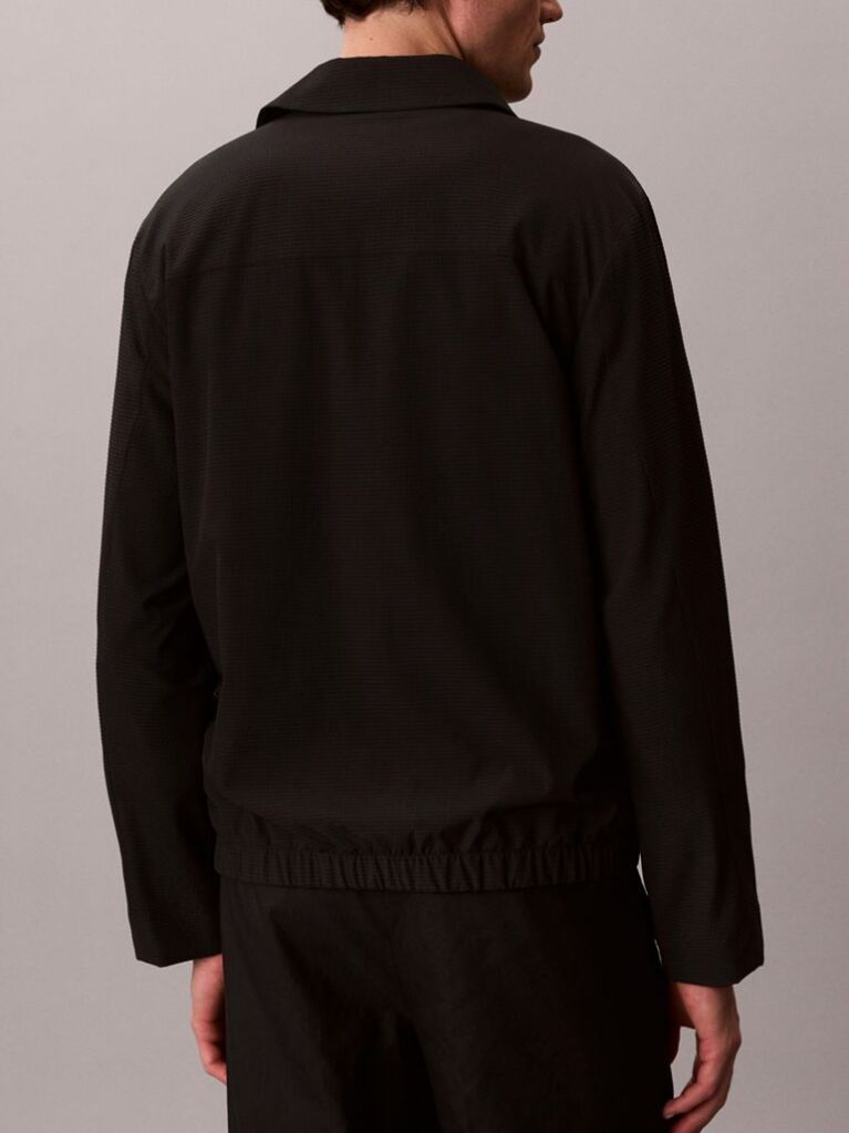 Black Seersucker Blouson Jacket  Men