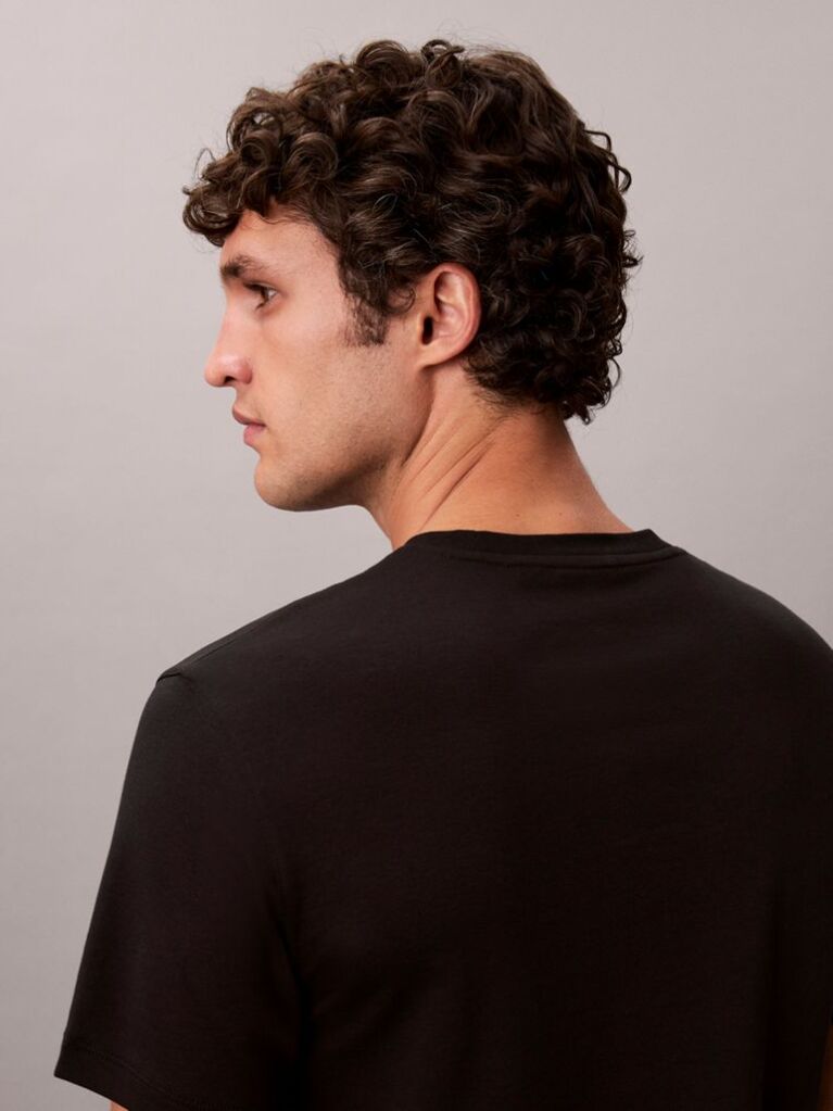 Black Slim Fit Logo Patch Fluid Cotton T-Shirt  Men