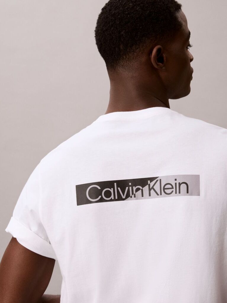 White Split Graphic Logo T-Shirt  Men