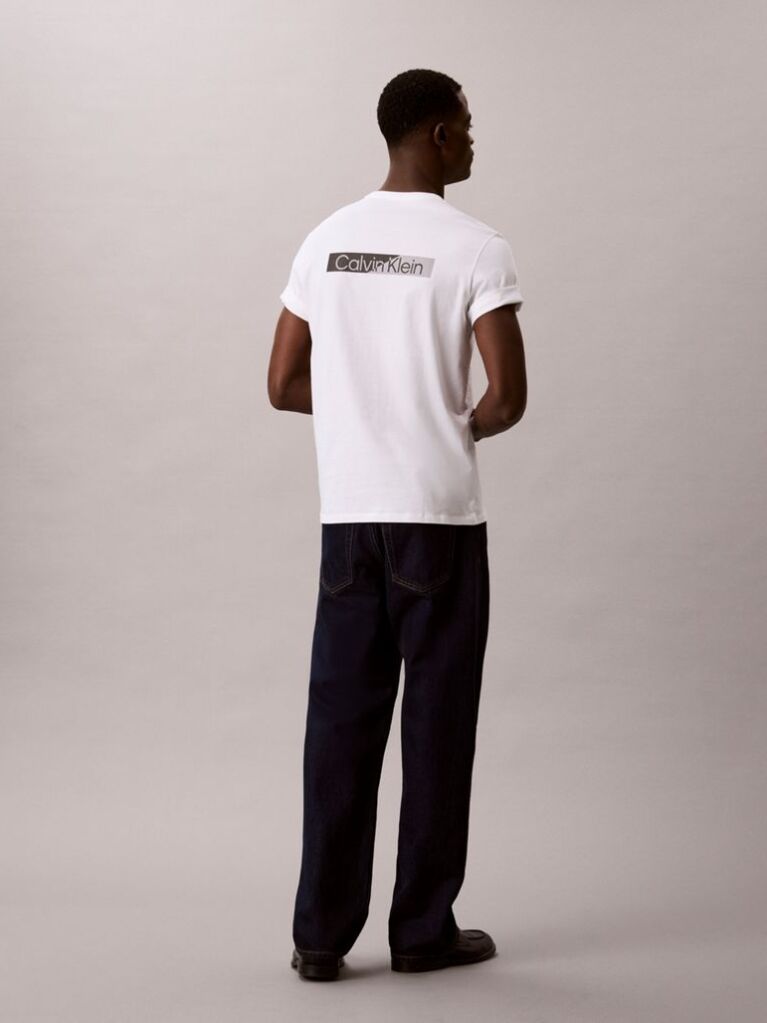 White Split Graphic Logo T-Shirt  Men