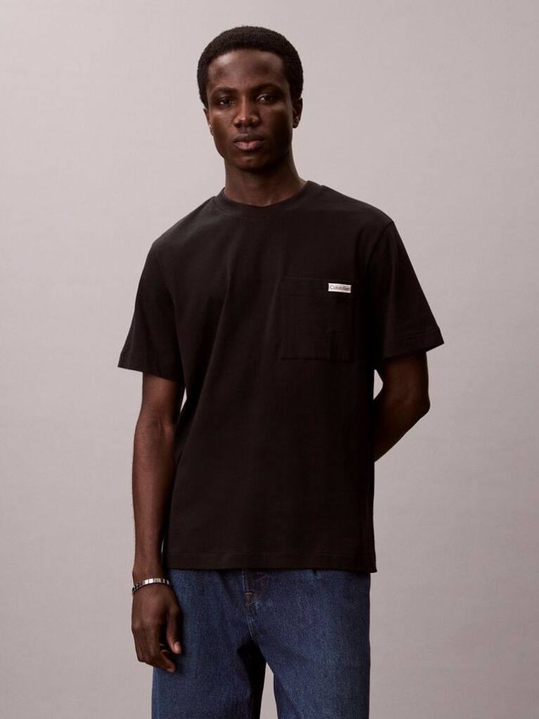Black Chest Pocket Badge T-shirt  Men
