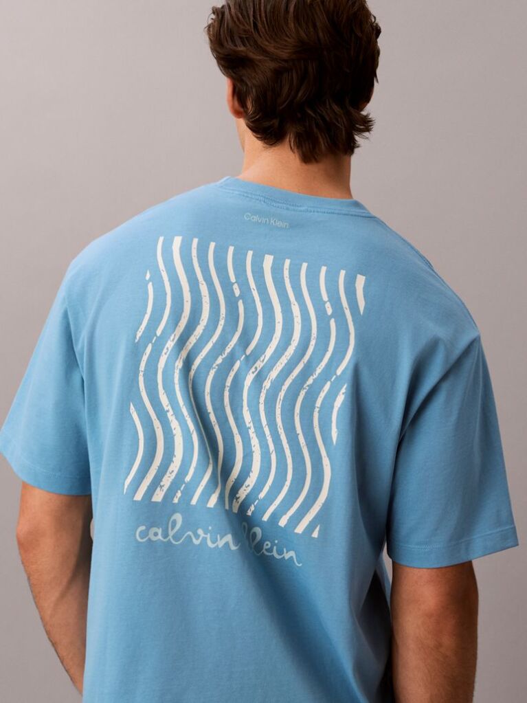 Μπλε T-Shirt Με Γραφικό Λογότυπο Και Στρογγυλή Λαιμόκοψη  Άνδρας