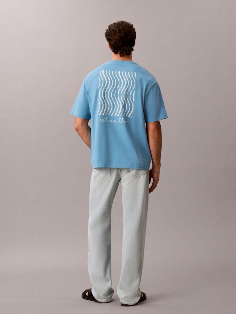 Μπλε T-Shirt Με Γραφικό Λογότυπο Και Στρογγυλή Λαιμόκοψη  Άνδρας
