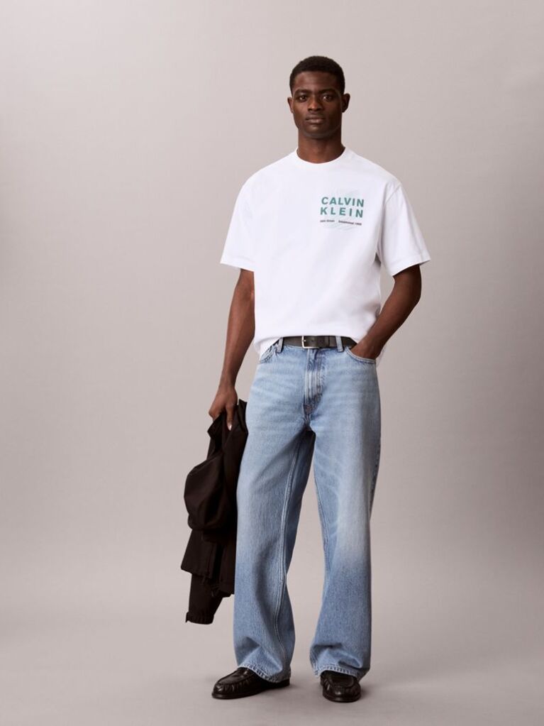 Λευκό T-Shirt Με Γραφικό Λογότυπο Palm Και Στρογγυλή Λαιμόκοψη  Άνδρας