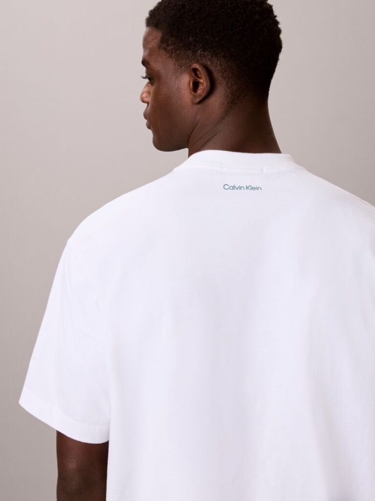 Λευκό T-Shirt Με Γραφικό Λογότυπο Palm Και Στρογγυλή Λαιμόκοψη  Άνδρας