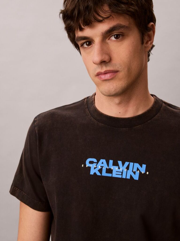 Μαύρο T-Shirt Με Washed Φινίρισμα Και Γραφικό Λογότυπο  Άνδρας
