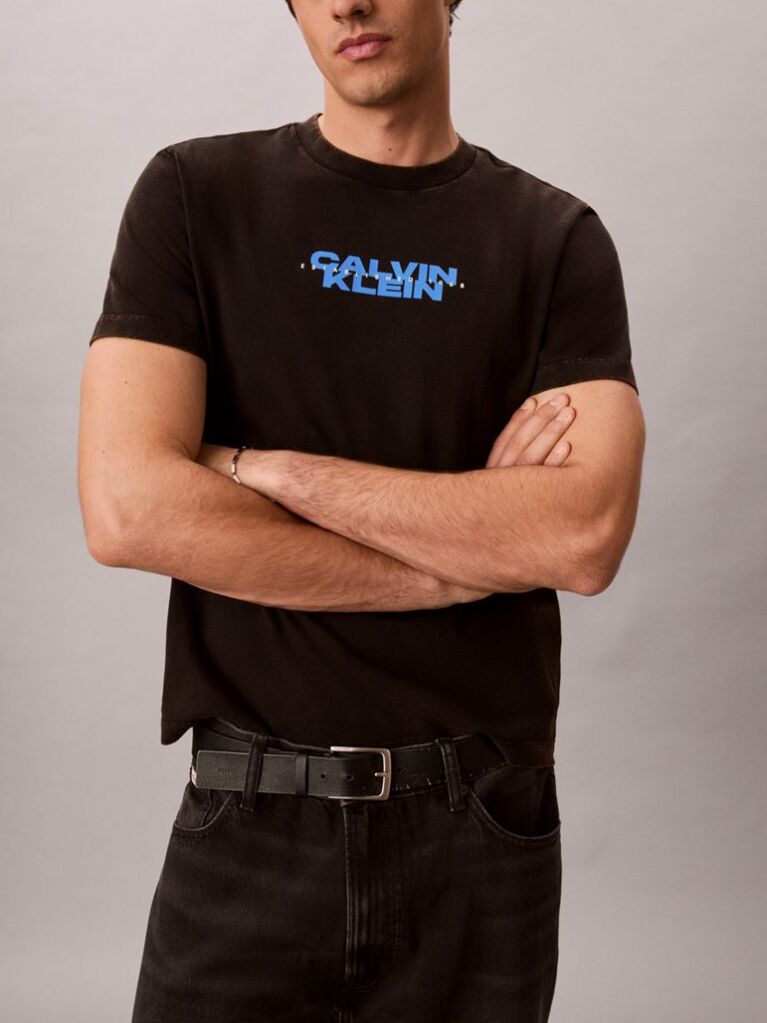 Μαύρο T-Shirt Με Washed Φινίρισμα Και Γραφικό Λογότυπο  Άνδρας