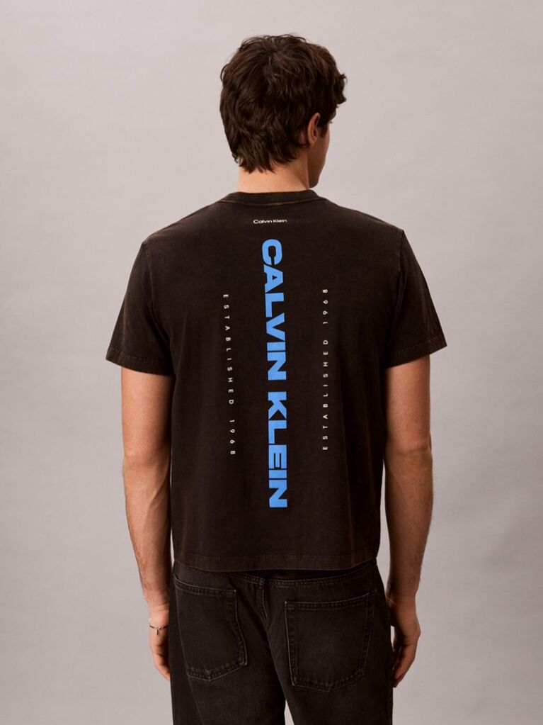 Μαύρο T-Shirt Με Washed Φινίρισμα Και Γραφικό Λογότυπο  Άνδρας