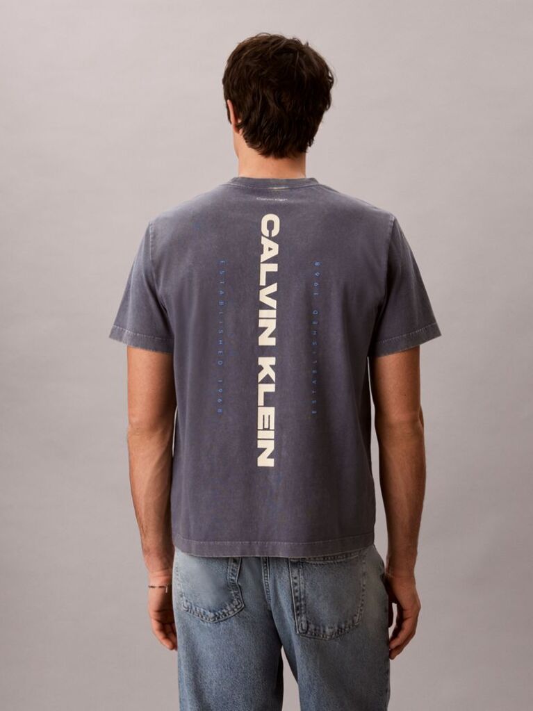 Μπλε T-Shirt Με Washed Φινίρισμα Και Γραφικό Λογότυπο  Άνδρας