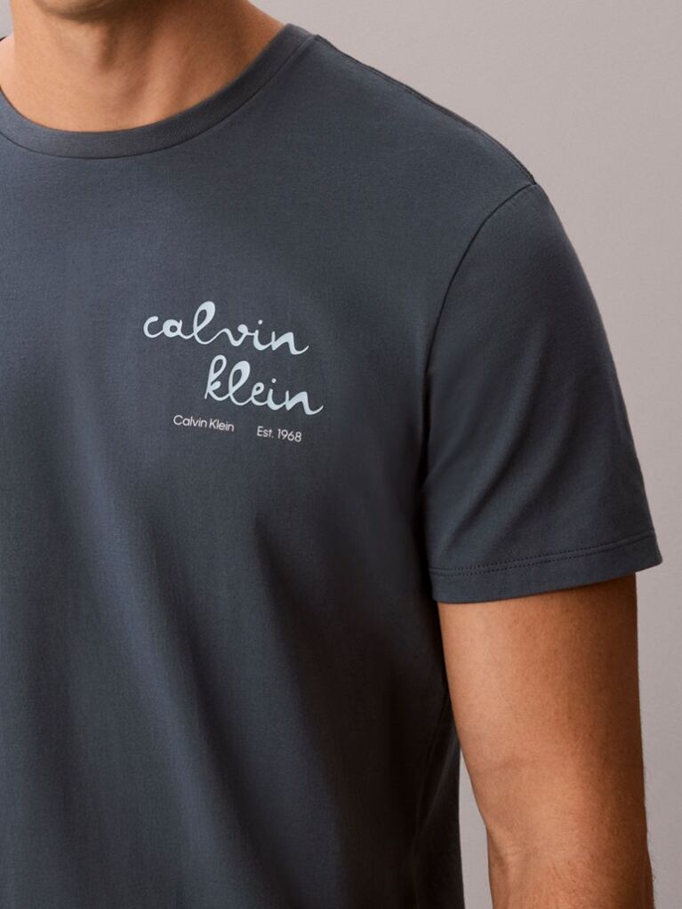 Μπλε T-Shirt Με Γραφικό Λογότυπο Και Στρογγυλή Λαιμόκοψη  Άνδρας