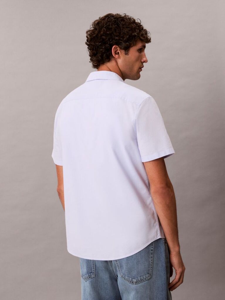 Purple Short Sleeve Oxford Cotton Shirt  Men