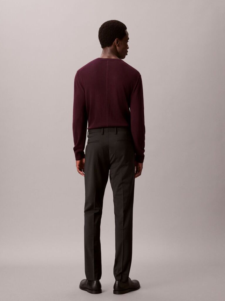 Black Slim Tropical Wool Trousers  Men