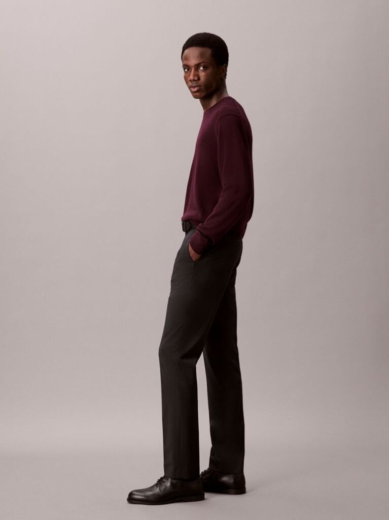 Black Slim Tropical Wool Trousers  Men