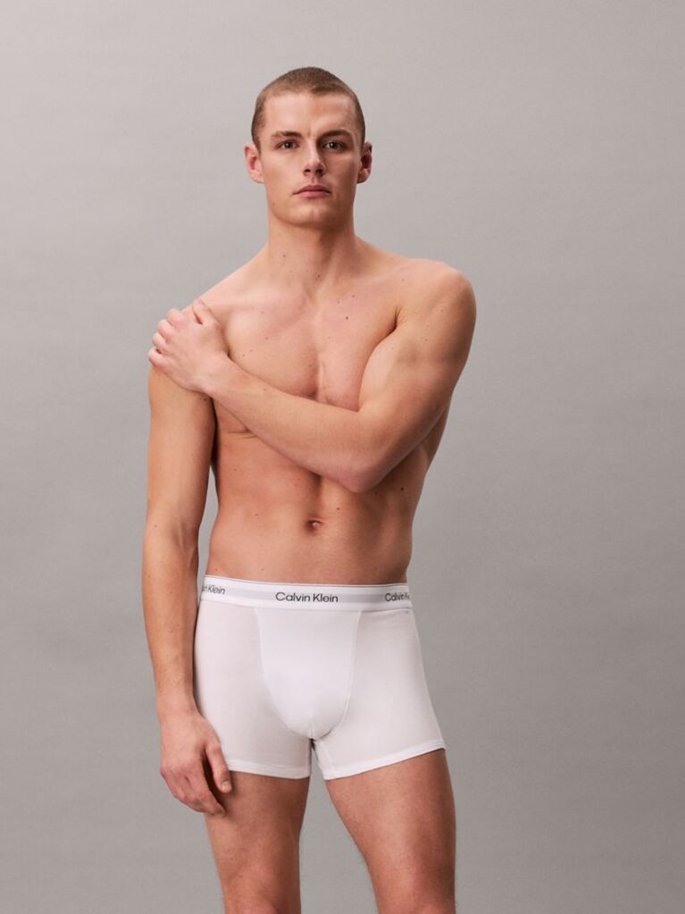 White 3 Pack Relaxed Dart Trunks - Icon Cotton Stretch  Men
