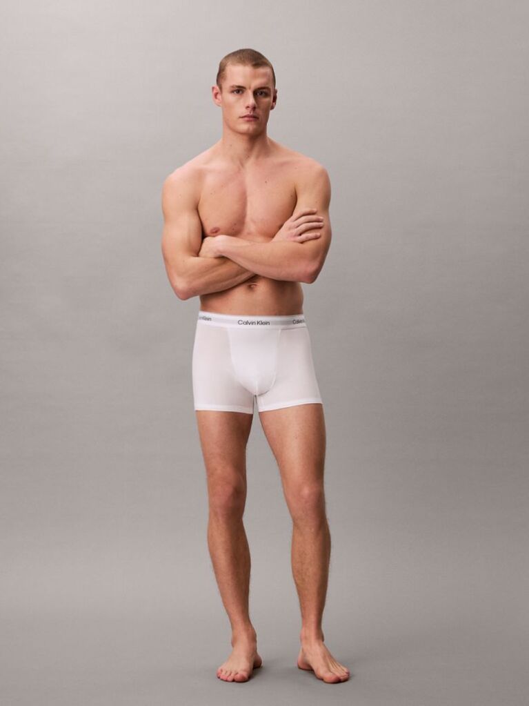 White 3 Pack Relaxed Dart Trunks - Icon Cotton Stretch  Men