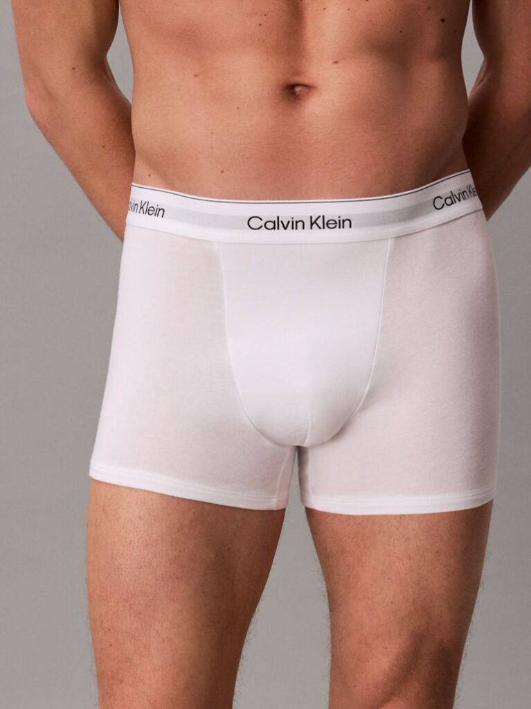 White 3 Pack Relaxed Dart Trunks - Icon Cotton Stretch  Men