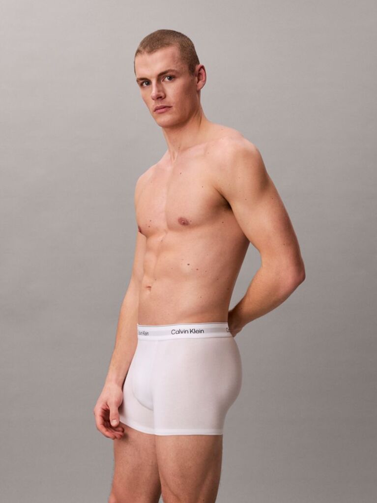 White 3 Pack Relaxed Dart Trunks - Icon Cotton Stretch  Men