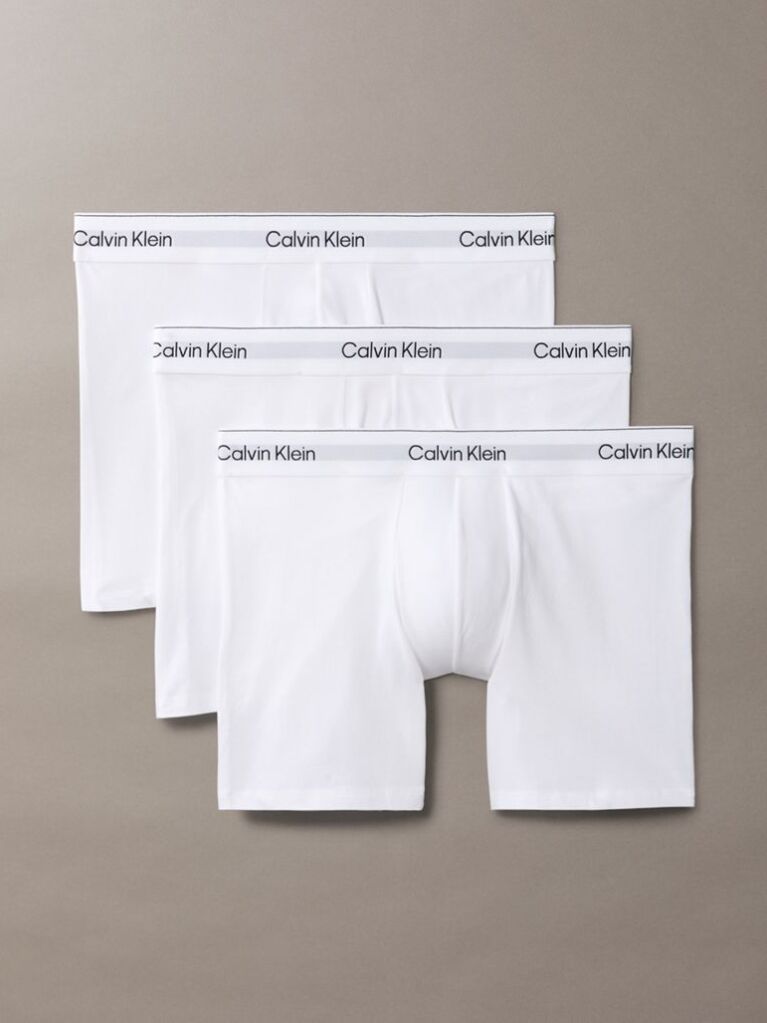 White 3 Pack Boxer Briefs - Icon Cotton Stretch  Men