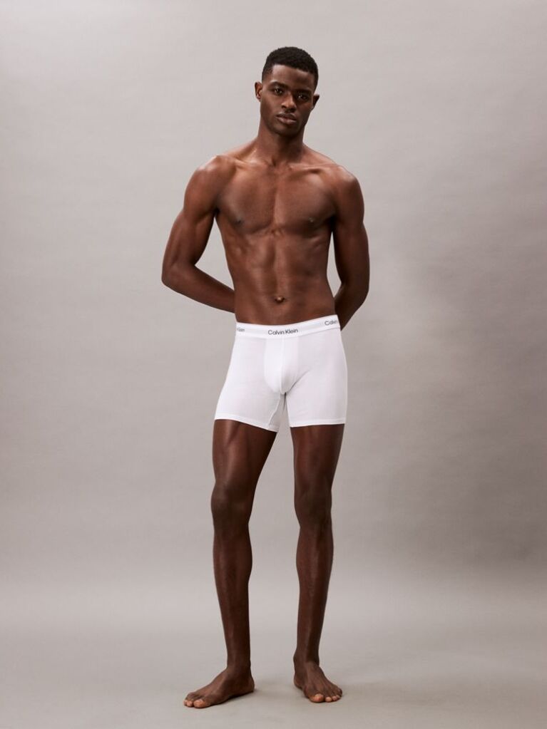 White 3 Pack Boxer Briefs - Icon Cotton Stretch  Men