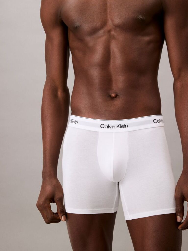 White 3 Pack Boxer Briefs - Icon Cotton Stretch  Men