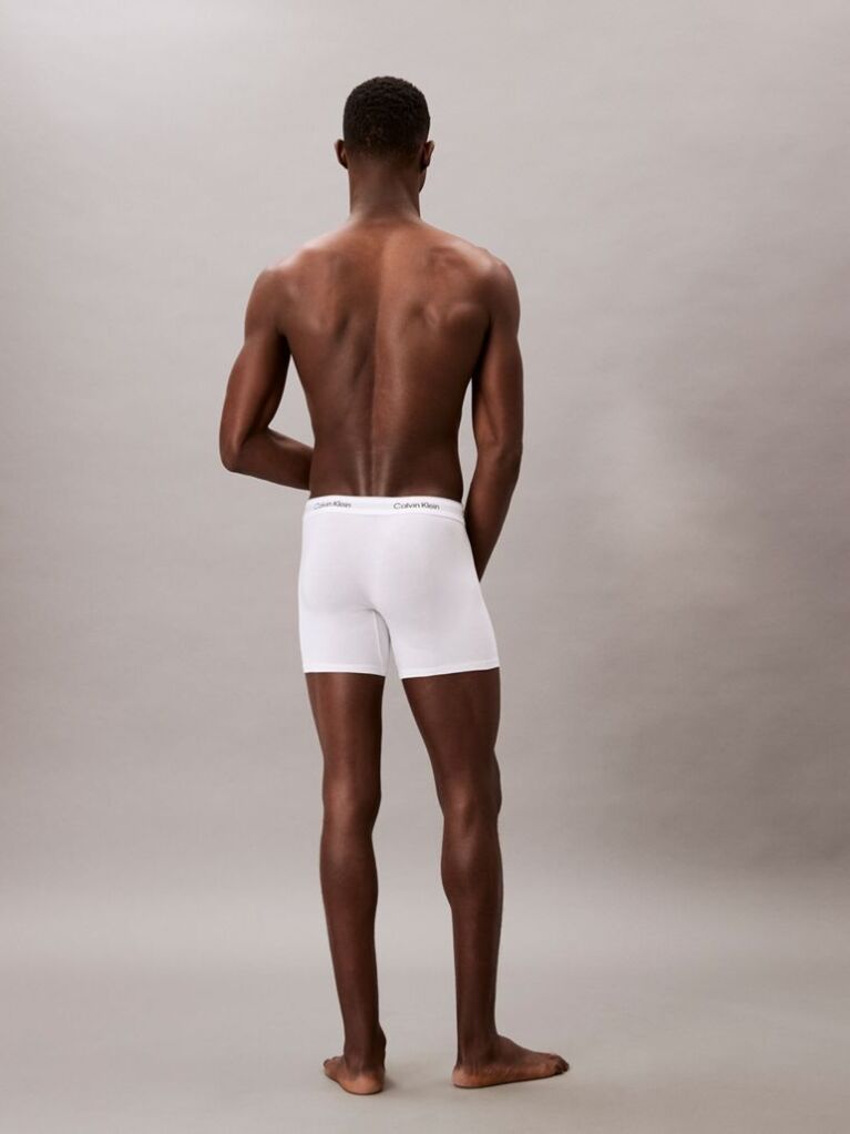 White 3 Pack Boxer Briefs - Icon Cotton Stretch  Men