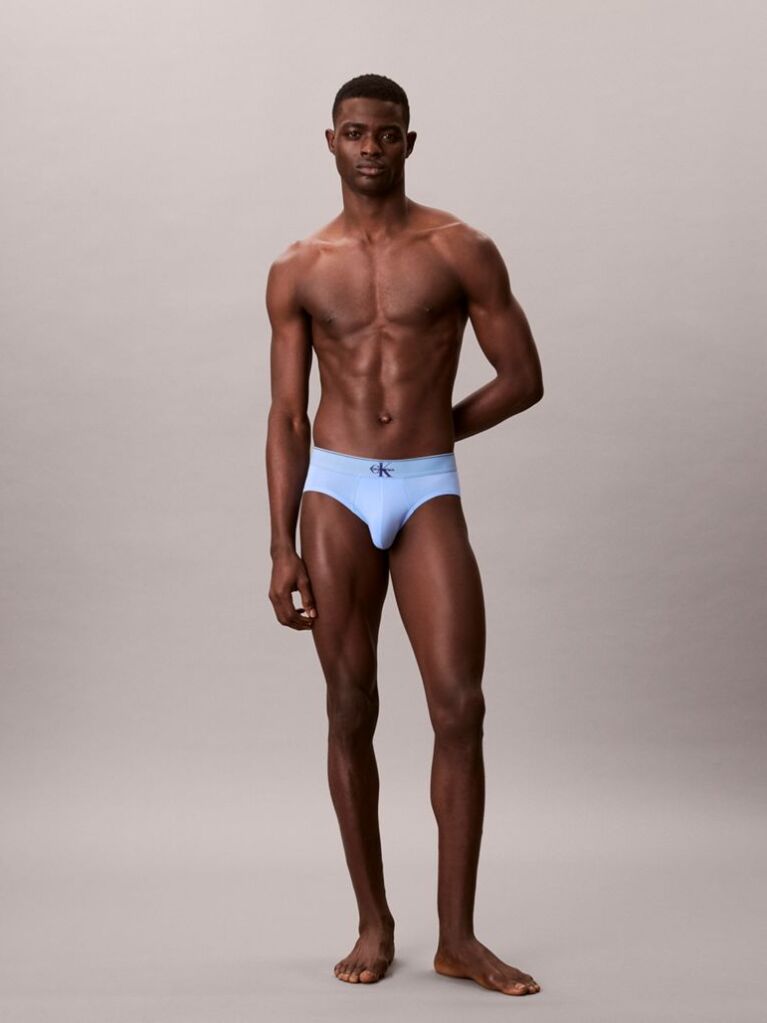 Blue Graphic Monogram Cotton Stretch Briefs  Men
