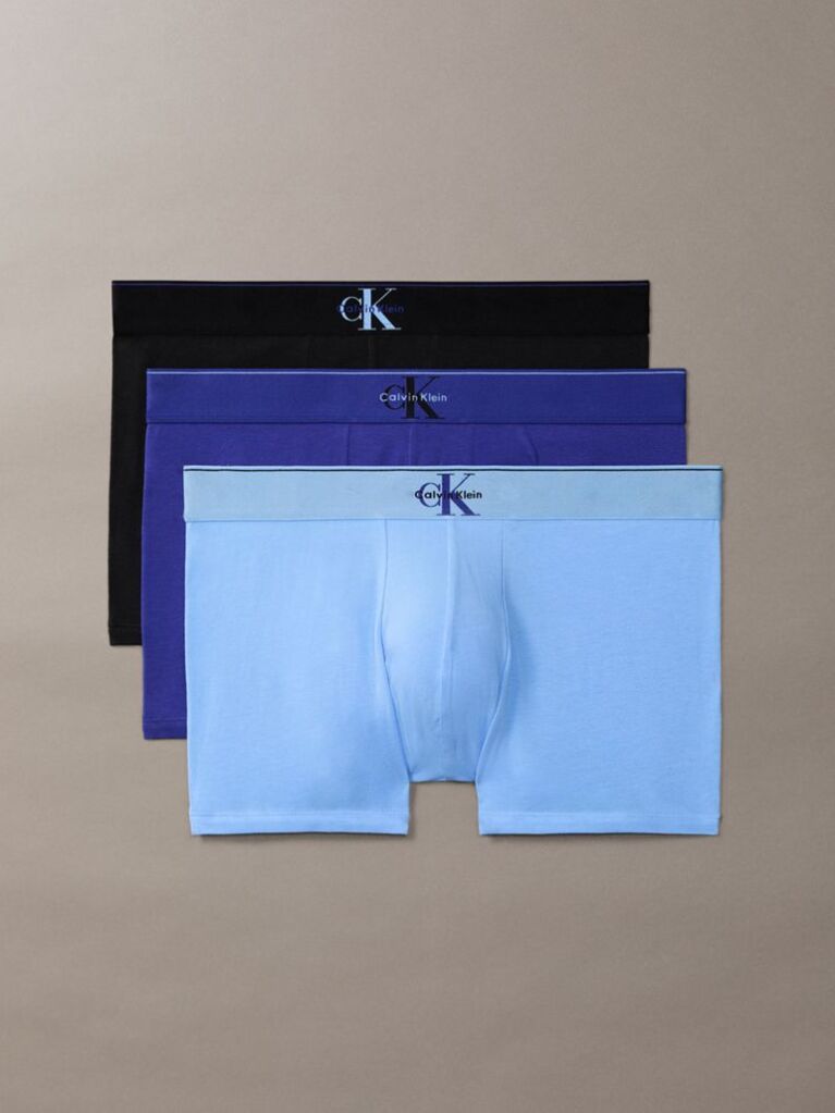 Blue Graphic Monogram Cotton Stretch Trunks  Men