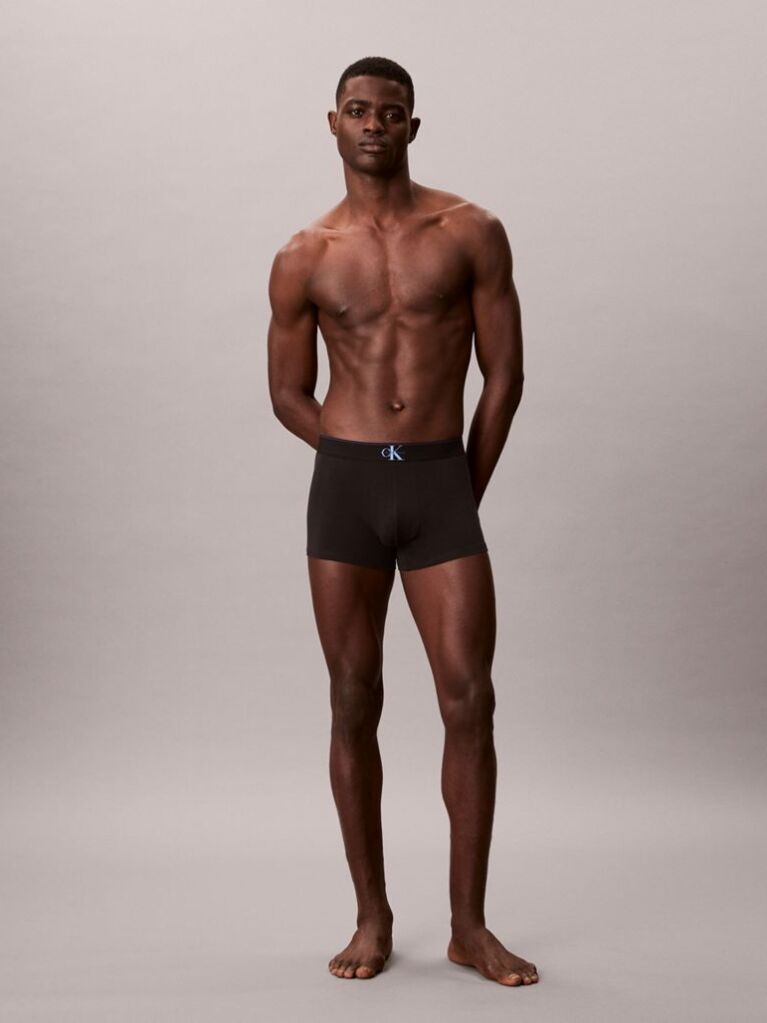 Blue Graphic Monogram Cotton Stretch Trunks  Men