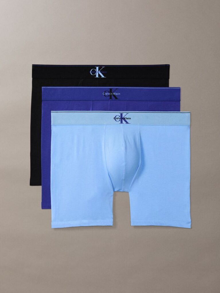 Blue Graphic Monogram Cotton Stretch Boxer Briefs  Men