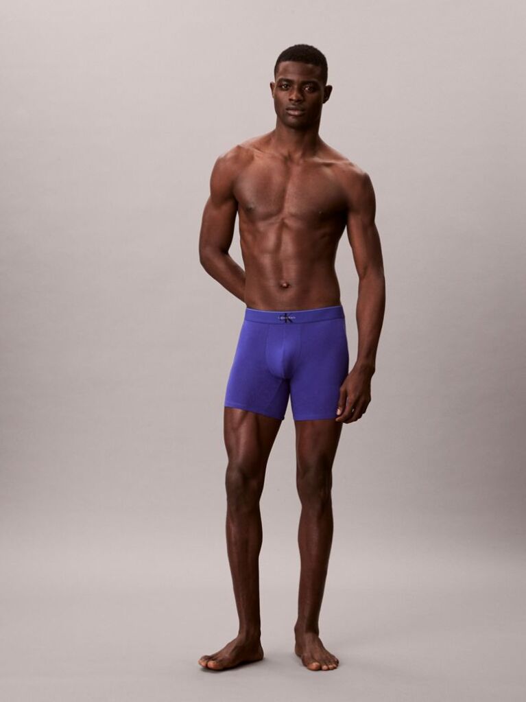 Blue Graphic Monogram Cotton Stretch Boxer Briefs  Men
