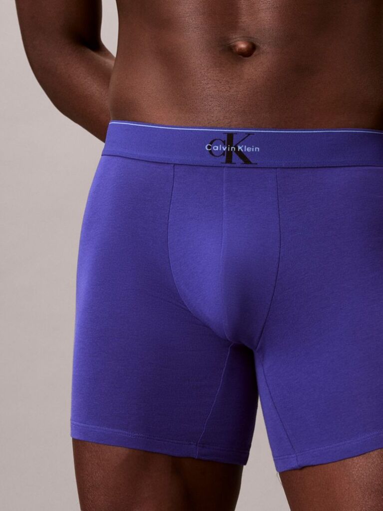 Blue Graphic Monogram Cotton Stretch Boxer Briefs  Men
