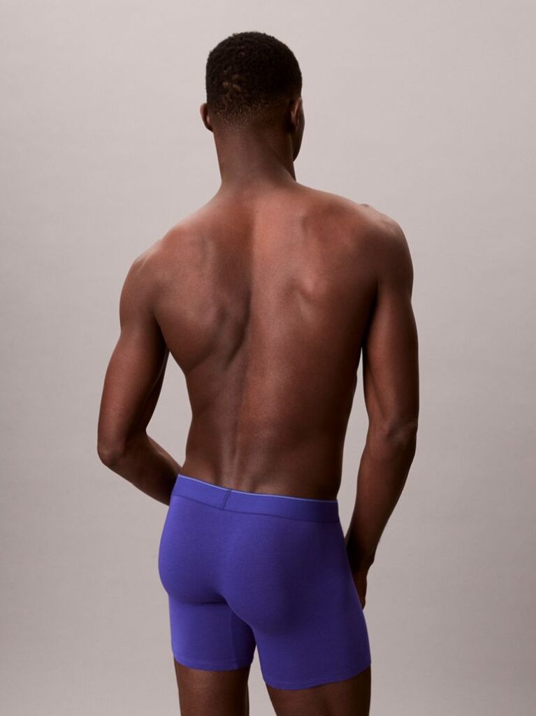 Blue Graphic Monogram Cotton Stretch Boxer Briefs  Men