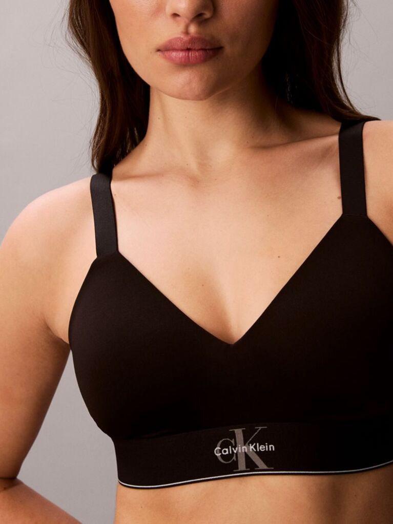 Black Lightly Lined Bralette - Graphic Monogram Microfibre Stretch  Women