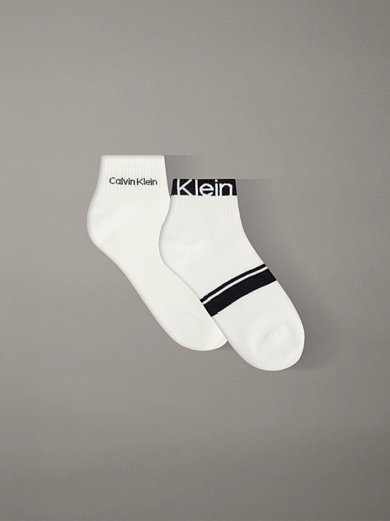 White 2 Pack Quarter Socks  Men