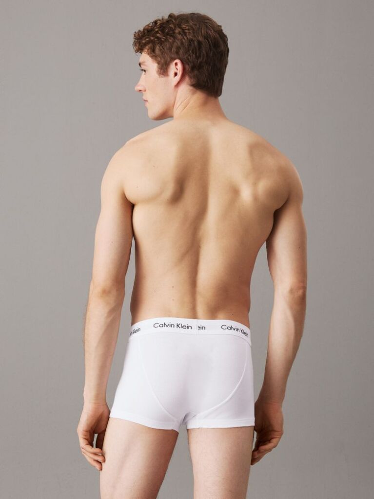 White 3 Pack Low Rise Trunks - Cotton Stretch  Men
