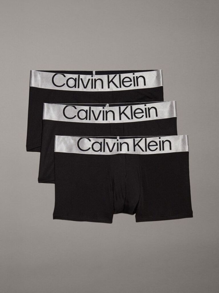 Black 3 Pack Low Rise Trunks - Steel Micro  Men