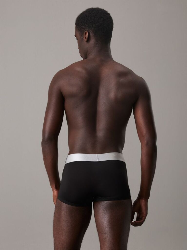 Black 3 Pack Low Rise Trunks - Steel Micro  Men