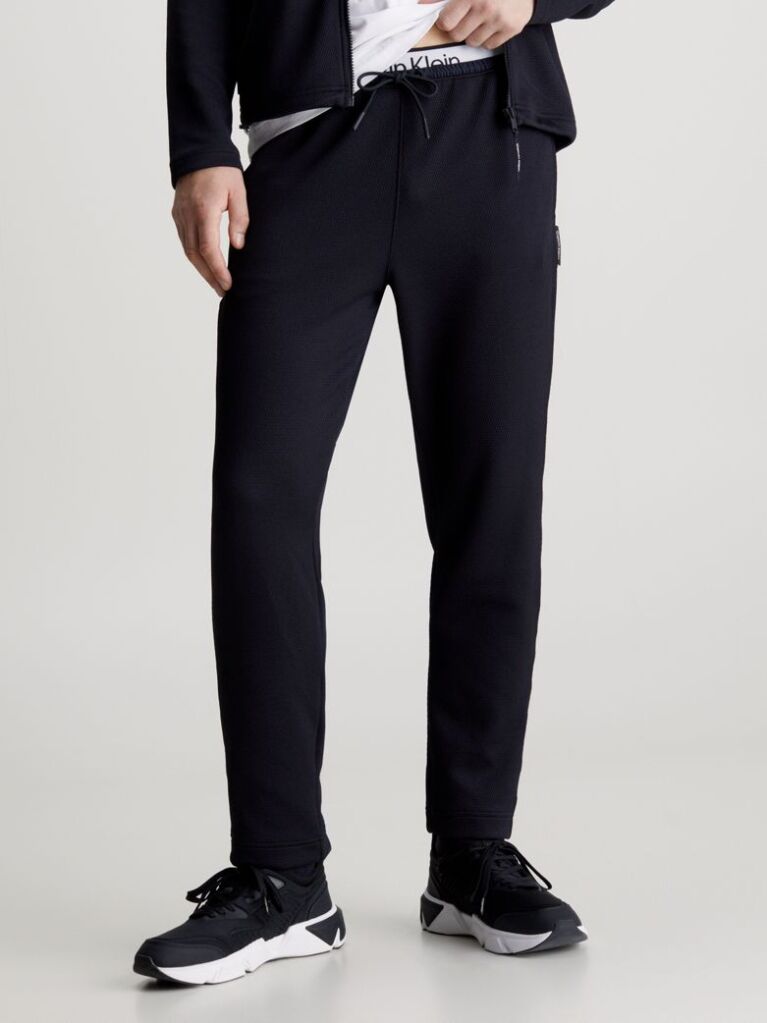 Black Double Waistband Jacquard Joggers  Men