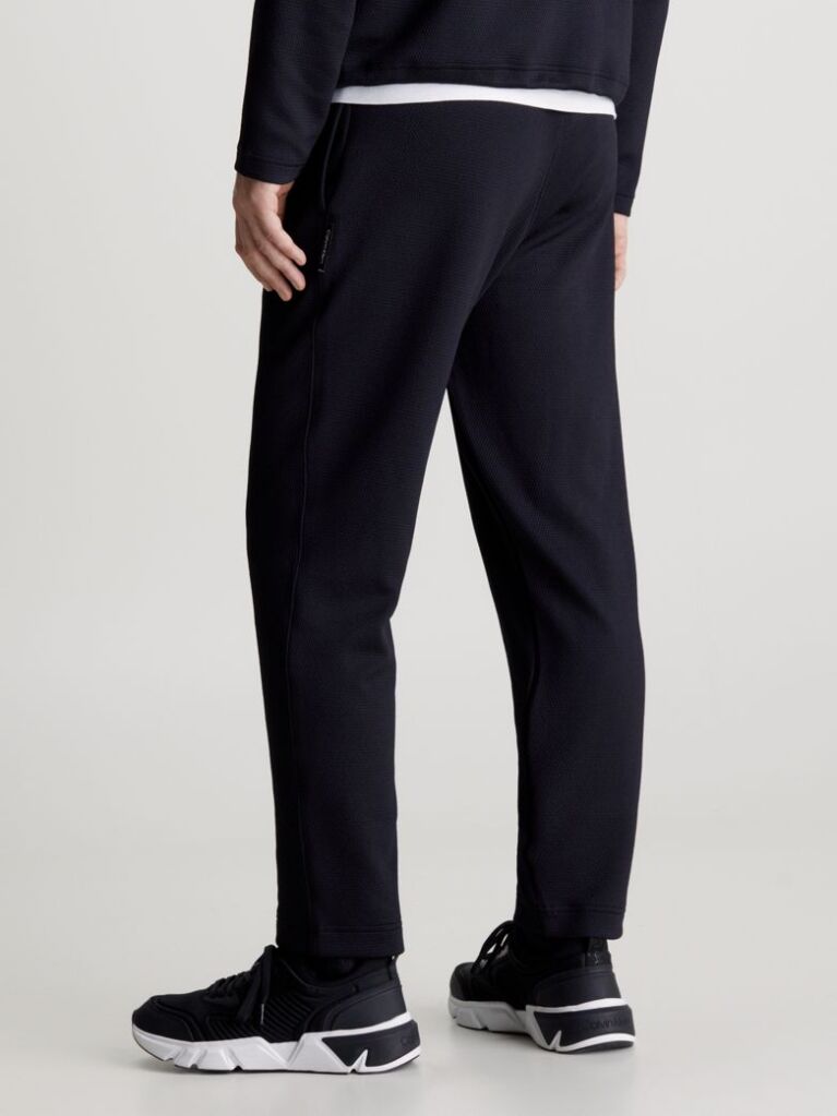Black Double Waistband Jacquard Joggers  Men