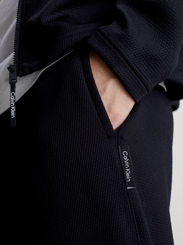 Black Double Waistband Jacquard Joggers  Men