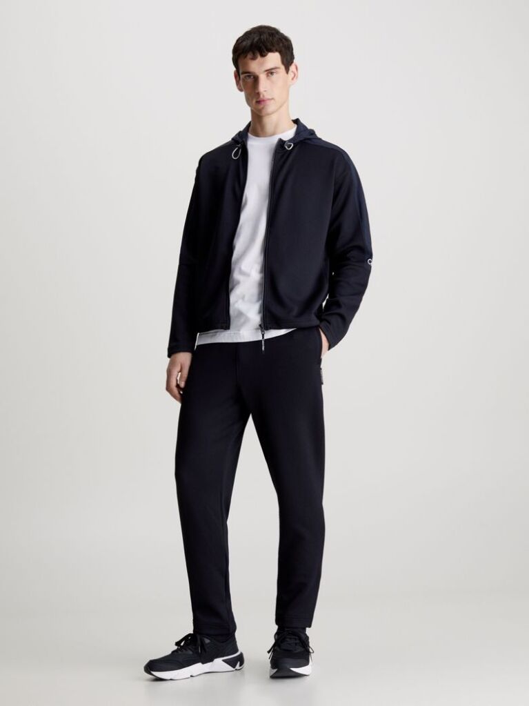 Black Double Waistband Jacquard Joggers  Men
