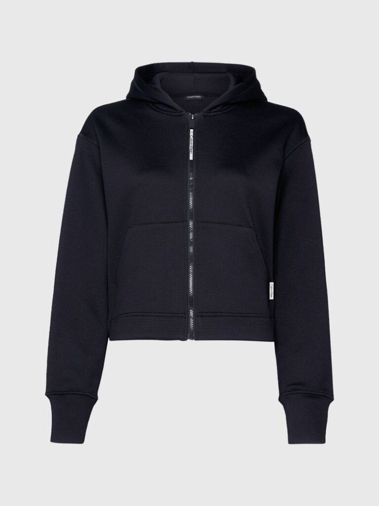 Μαύρο Crop Hoodie Με Φερμουάρ  Γυναίκα