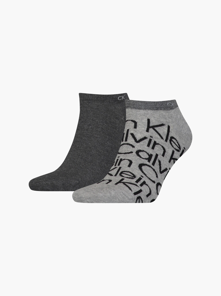Grey 2 Pack Logo Ankle Socks  Men