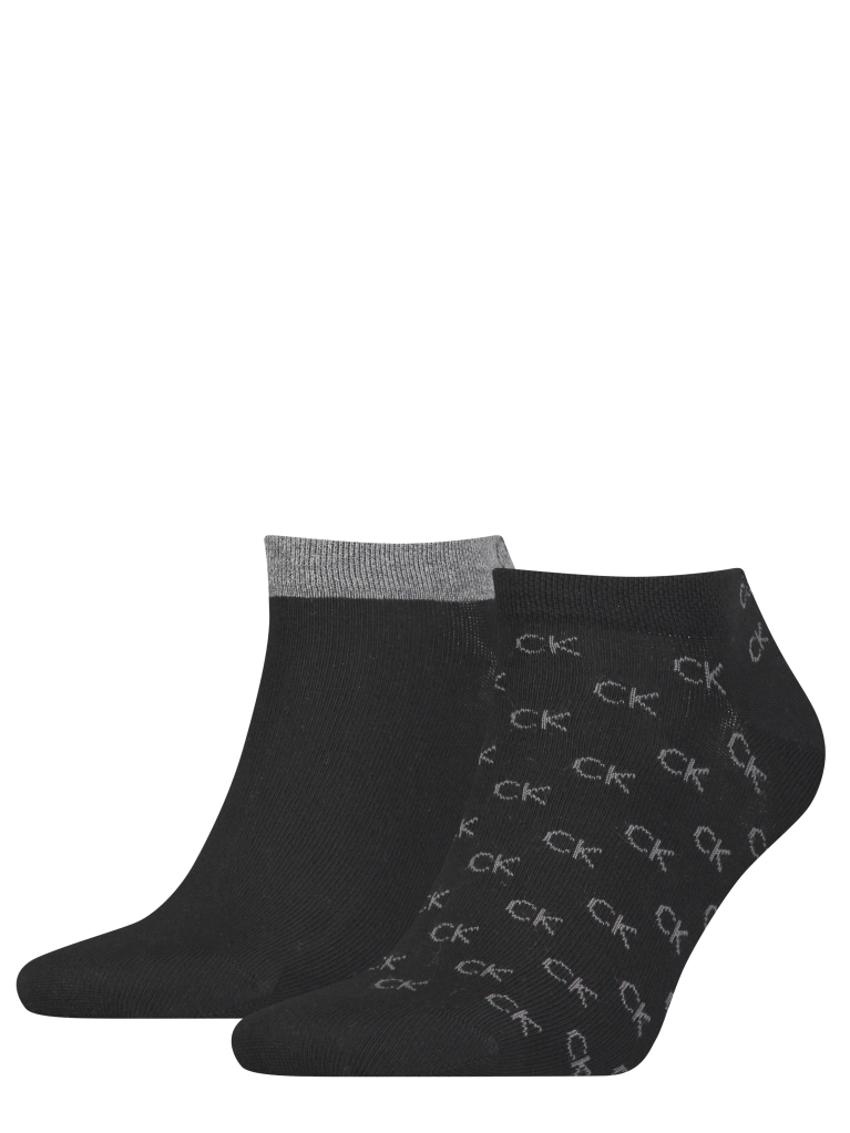 Black Calvin Klein CK Logo Men's Sneaker Socks 2 pack  Men