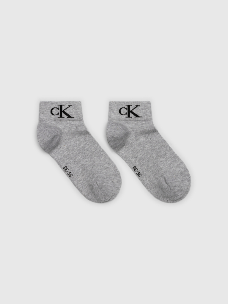 Grey 2 Pack Monogram Quarter Socks  Women