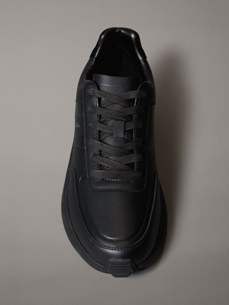 Μαύρο Δερμάτινα Δετά Sneakers  Άνδρας